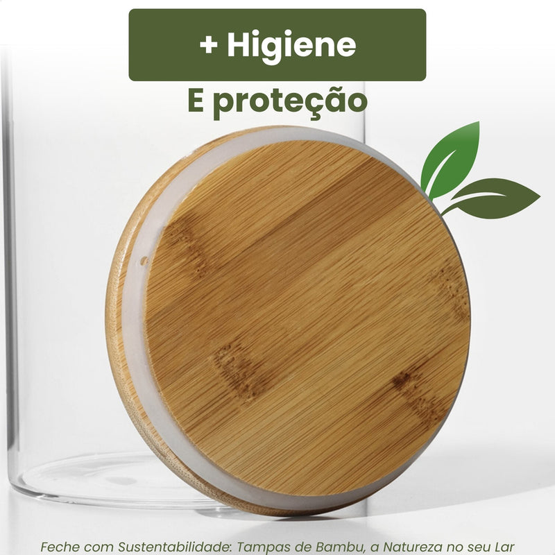 Kit 5 Potes de Vidro Herméticos